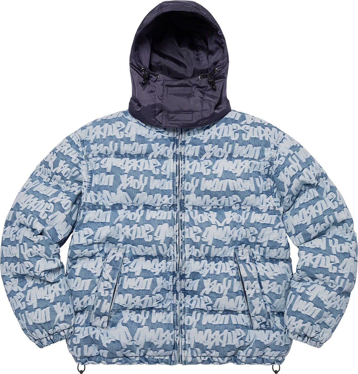 Fat Tip Jacquard Denim Puffer Jacket view 17